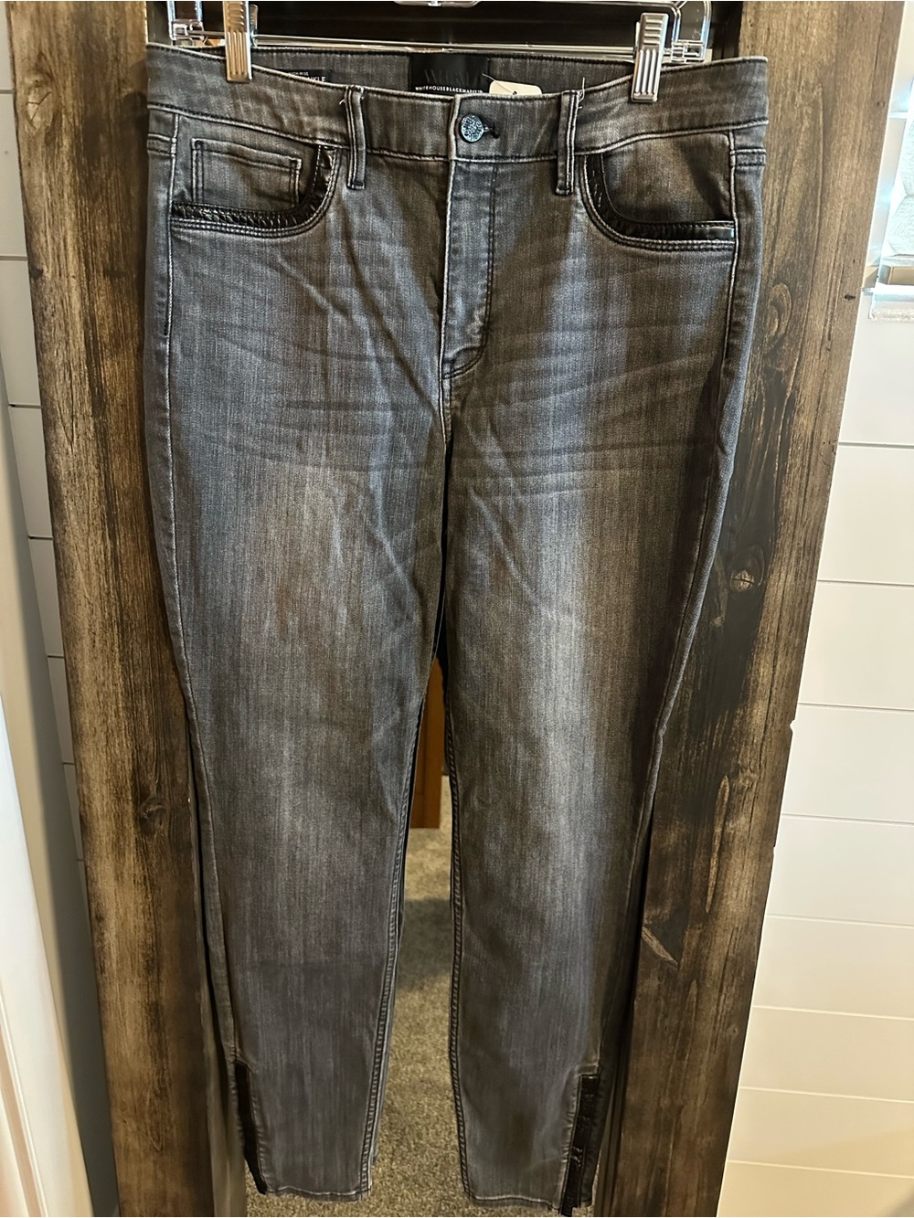 White House Black Market Jeans Women’s 10L High Rise Skinny Ankle Gray Zip Hem